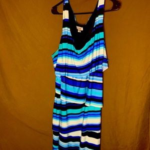 Blue, white and black  striped